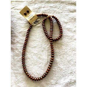 Brown Pearl 14k Yellow Gold Parure Signed Hk NJR Set Earrings Br